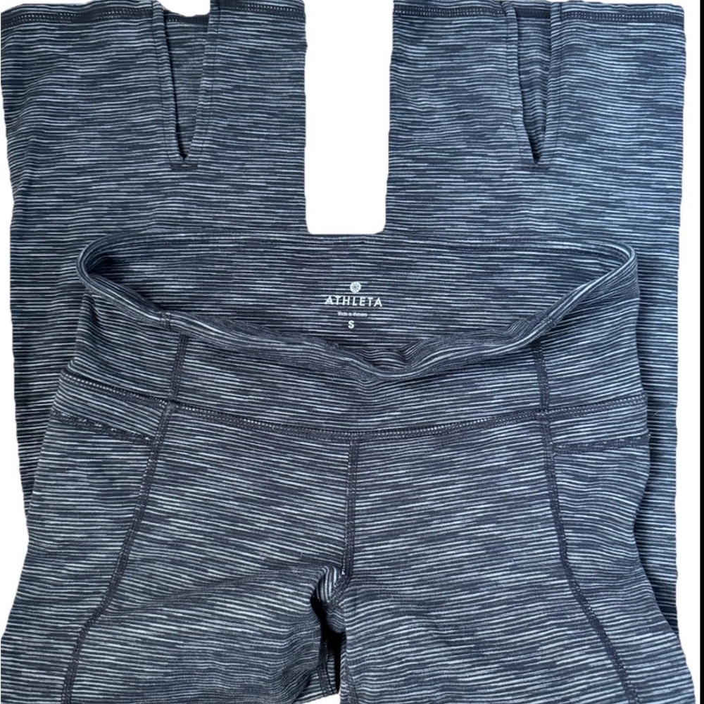 Athleta Cropped Heathered Striped High-Rise Leggings Size Small